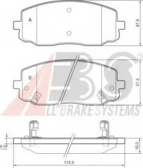 К-кт перед. тормозов. колодок Kia Picanto 04.02-/Hyunday I10 2008- A.B.S. 37474