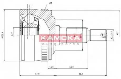 ШРУС Mercedes V-Class,Vito наружн.с кольцом ABS KAMOKA 7046