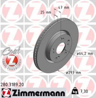 Диск гальмівний 280.3189.20 ZIMMERMANN 280318920