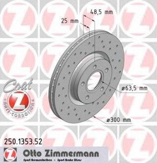 Тормозной диск 250.1353.52 ZIMMERMANN 250135352