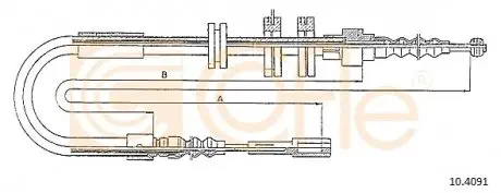 Трос ручного тормоза Audi 100/200 Quattro 1.8-2.3 08.83-12.91 COFLE 10.4091 (фото 1)