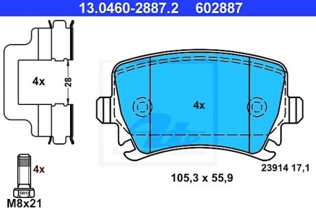 Комплект тормозных колодок, дисковый тормоз ATE 13046028872 (фото 1)