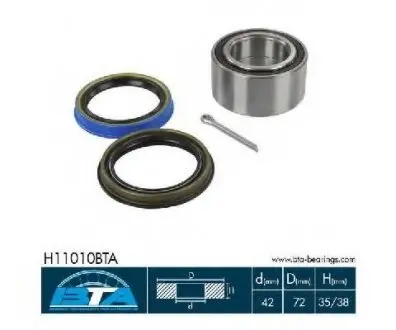 Подшипник ступицы передней. Nissan Bluebird U11/T12/T72 84- BTA H11010BTA