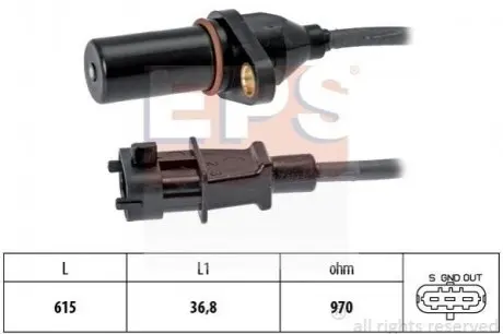 Датчик положения коленвала Hyundai Santa Fe 2.2 CRDi 05- EPS 1.953.569