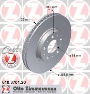 Гальмівний диск 610.3701.20 ZIMMERMANN 610370120