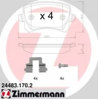 Комплект тормозных колодок, дисковый тормоз ZIMMERMANN 244831702