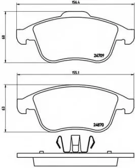 Комплект гальмівних колодок, дискове гальмо BREMBO P68045 (фото 1)