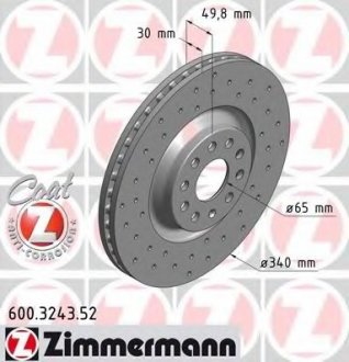 Тормозные диски(с перфорацией) ZIMMERMANN 600324352 (фото 1)