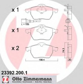 Комплект тормозных колодок, дисковый тормоз ZIMMERMANN 233922001 (фото 1)