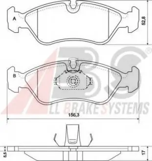 Гальмівні колодки перед Astra F/Vecta B/Combo -05 (ATE) A.B.S. A.B.S. 36896
