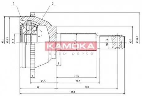 ШРУС Ford Transit наружн.з кільцем ABS KAMOKA 6281 (фото 1)