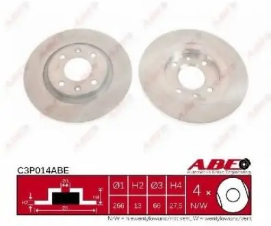 Диск тормозной Citroen Berlingo передний ABE C3P014ABE
