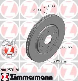 Тормозной диск 200.2531.20 ZIMMERMANN 200253120
