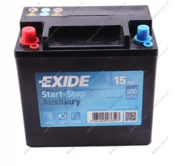 Стартерная аккумуляторная батарея, Стартерная аккумуляторная батарея EXIDE EK151 (фото 1)