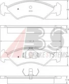 Колодки тормозные Ford Fiesta 1.1-1.6D 83-89. A.B.S. 36534