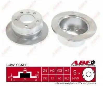 Диск тормозной Mercedes Sprinter задний ABE C4W006ABE
