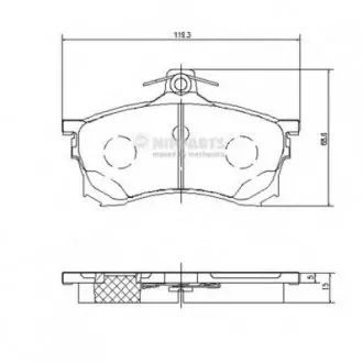 Комплект гальмівних колодок, дискове гальмо NIPPARTS J3605037