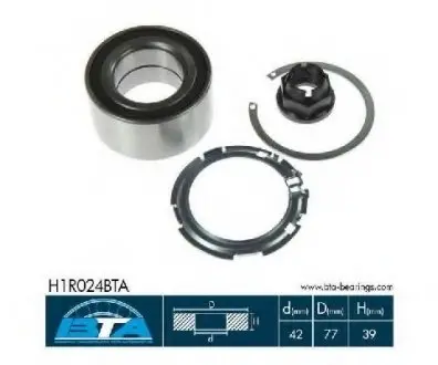 Підшипник колеса,комплект BTA H1R024BTA