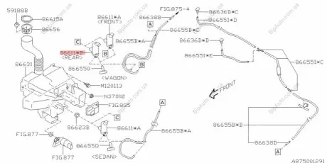 Мотор омивача лобового скла SUBARU 86611SG010