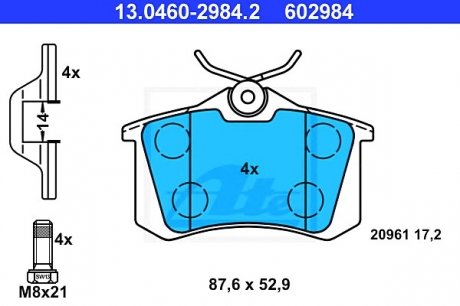 Комплект тормозных колодок, дисковый тормоз ATE 13046029842