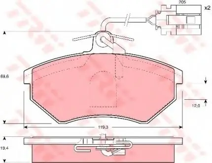 Комплект тормозных колодок, дисковый тормоз TRW GDB1057