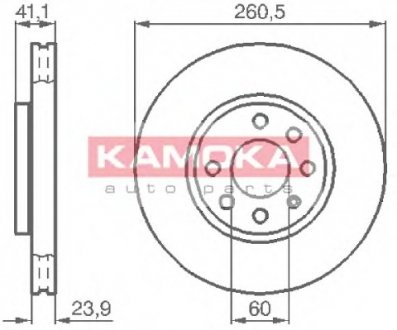 Диск тормозной Opel Corsa передн. KAMOKA 1032262 (фото 1)