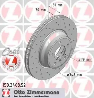 Тормозной диск 150.3408.52 ZIMMERMANN 150340852