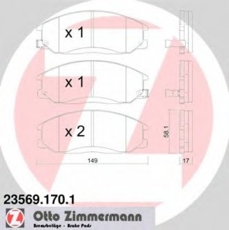 Комплект тормозных колодок, дисковый тормоз ZIMMERMANN 235691701