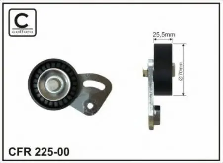 Натяжной ролик с планкой 70X25.5 BMW 3 (E36), 5 (E39), 7 (E38) 1.7D/2.5D 01.95-05.04 CAFFARO 225-00