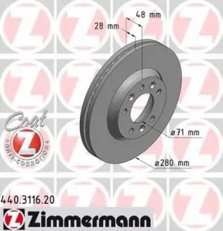 Гальмівний диск 440.3116.20 ZIMMERMANN 440311620