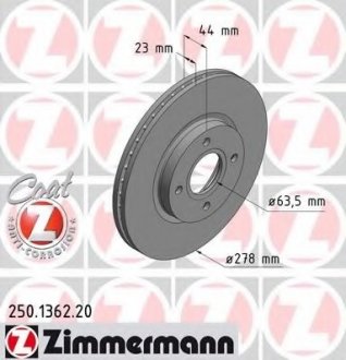 Тормозной диск 250.1362.20 ZIMMERMANN 250136220 (фото 1)