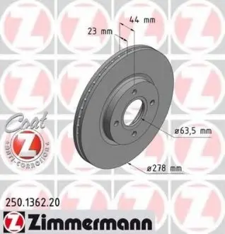 Тормозной диск 250.1362.20 ZIMMERMANN 250136220