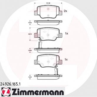 Комплект тормозных колодок, дисковый тормоз ZIMMERMANN 249261651