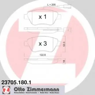 Тормозные колодки дисковые ZIMMERMANN 237051801