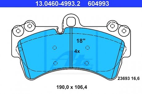 Комплект тормозных колодок, дисковый тормоз ATE 13046049932 (фото 1)