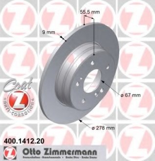 Тормозной диск 400.1412.20 ZIMMERMANN 400141220 (фото 1)