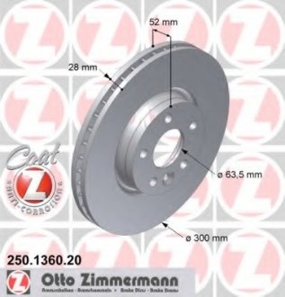 Тормозной диск 250.1360.20 ZIMMERMANN 250136020