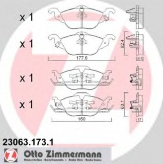 Колодки гальмівні дискові, к-кт ZIMMERMANN 230631731 (фото 1)