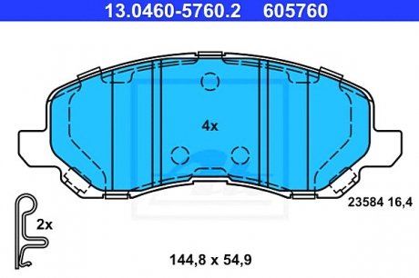 Комплект тормозных колодок, дисковый тормоз ATE 13046057602