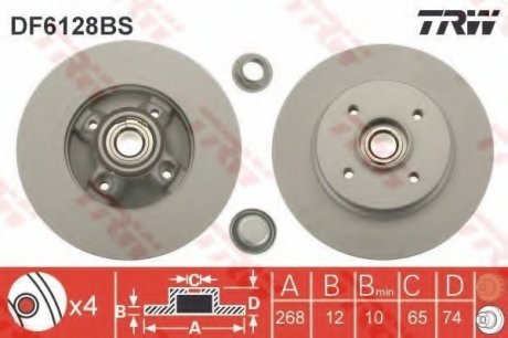 Тормозной диск TRW DF6128BS (фото 1)