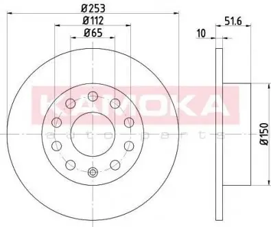 Диск тормозной VW Golf задн. KAMOKA 1032448
