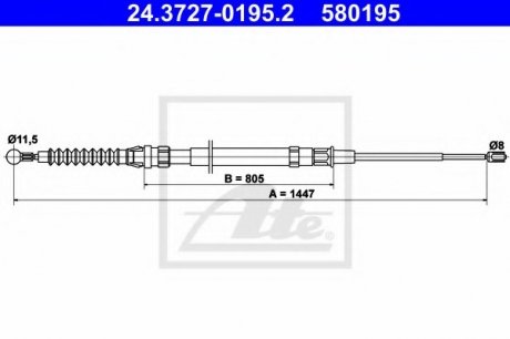 Трос, стояночная тормозная система ATE 24372701952 (фото 1)