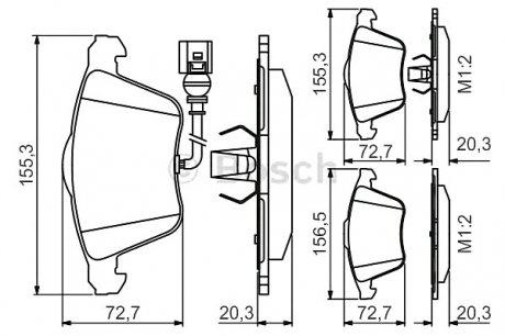 Комплект тормозных колодок, дисковый тормоз BOSCH 0986495356