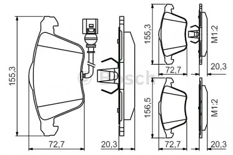 Комплект тормозных колодок, дисковый тормоз BOSCH 0986495356