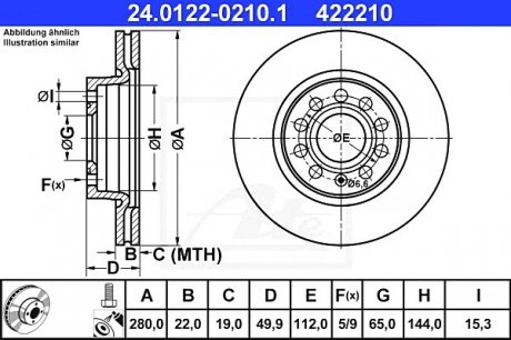 Тормозной диск 24.0122-0210.1 24.0122-0210.1 ATE 24012202101 (фото 1)