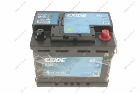 Акумулятор AGM - 60Ah| EN 680 | 242x175x190 (ДхШхВ) EXIDE EK600