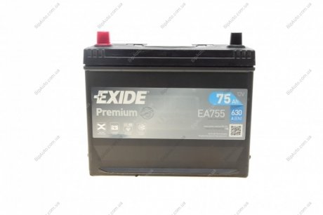 Стартерная аккумуляторная батарея, Стартерная аккумуляторная батарея EXIDE EA755 (фото 1)