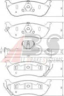 Гальмівні колодки зад. MB M-Class (W163) 98-05 (Bosch) A.B.S. A.B.S. 37148 (фото 1)