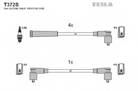 Кабель зажигания, к-кт TESLA T372S