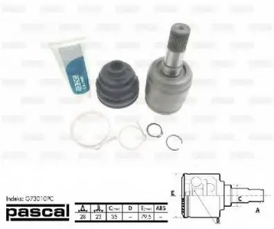 Шарнирный комплект, приводной вал PASCAL G73010PC